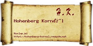 Hohenberg Kornél névjegykártya